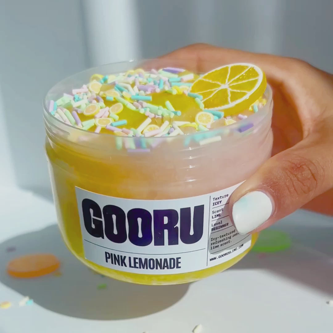 Product video of Pink Lemonade slime designed and manufactured  by Gooru Slime, Dubai, UAE